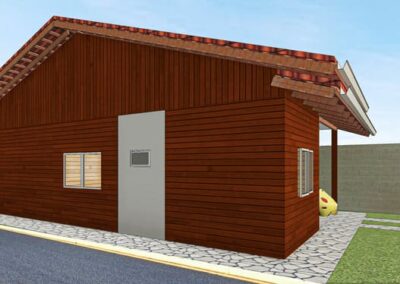 Projeto 3D de Casa Pré-Fabricada de 77m²