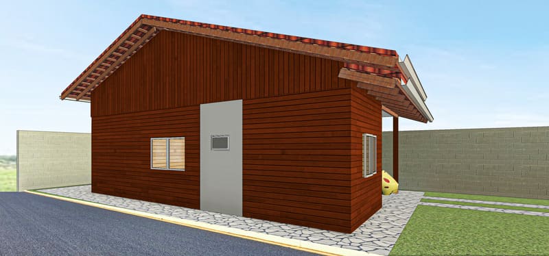 Projeto 3D de Casa Pré-Fabricada de 77m²