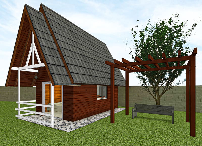 Projeto 3D de Chalé Pré-Fabricado 20m²